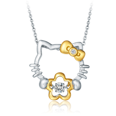 HelloKitty凱蒂貓18K金鑲鉆石花形吊墜