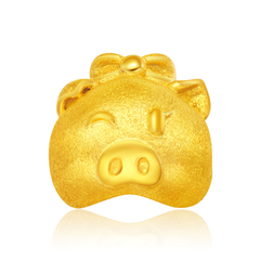 十二生肖豬黃金足金吊墜轉運珠