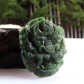 精美和田碧玉辟邪護身招財開運鬼頭玉佩/和田玉碧玉掛件/轉(zhuǎn)運旺財助事業(yè)吉祥物/玉緣軒正品