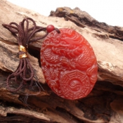 天然紅玉髓龍騰祥瑞掛件