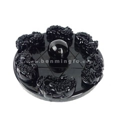 黑曜石貔貅七星陣擺件★水晶皮丘家居工藝品風(fēng)水?dāng)[設(shè)★辟邪催財(cái)化煞利健康