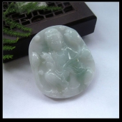 天然緬甸翡翠A貨水潤淺豆綠精致觀音玉佩/翡翠玉石觀音項墜/玉觀音菩薩護身保平安/玉緣軒正品