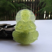精美純天然遼寧岫巖玉大觀音掛件