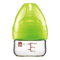 好孩子宝宝母乳实感宽口径奶瓶玻璃奶瓶婴儿防胀气奶瓶60ml粉绿B80181