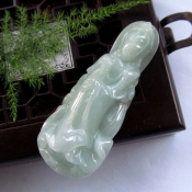 純天然緬甸a貨翡翠玉觀音掛件