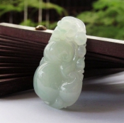精品翡翠A貨起熒光福祿如意吉祥花件