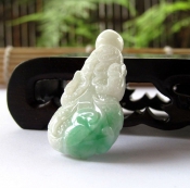 緬甸翡翠A貨百遇百財吉祥飄綠如意花件/翡翠玉石白菜掛件/玉白菜吊墜/玉緣軒正品