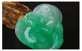 天然翡翠掛件--老坑冰糯種清雅淺陽綠潤澤晶瑩小巧玲瓏歡樂笑佛