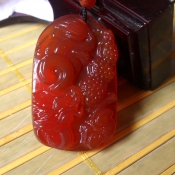 天然紅玉髓生意興隆掛件