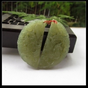 天然新疆和田玉淺青龍鳳情侶掛件