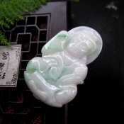 正品純天然緬甸a貨飄綠翡翠玉觀音吊墜