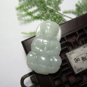 天然緬甸A貨淡綠翡翠玉觀音掛件