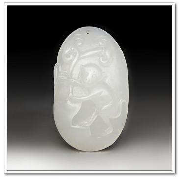 和田羊脂白玉掛件如意靈猴(一口價(jià))