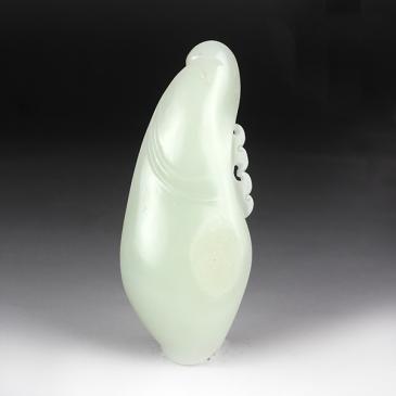 張振興作品新疆和田玉青白玉籽料掛件花件52.62g玉雕大師收藏
