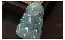 天然翡翠掛件--精品老坑冰玻種淺藍(lán)綠均色極細(xì)膩水潤晶瑩雙面精雕慈悲觀音