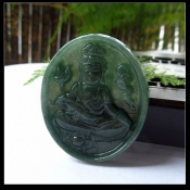 精品翡翠A貨冰油青蓮花玉觀音/開光男士保平安掛件/觀音吊墜玉佩