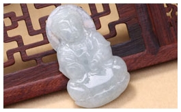 天然翡翠掛件-老坑冰糯種清雅淺綠均色雙面精雕慈悲辟邪觀音