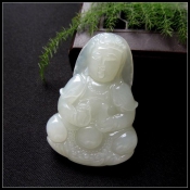 天然和田玉青白玉觀音掛件