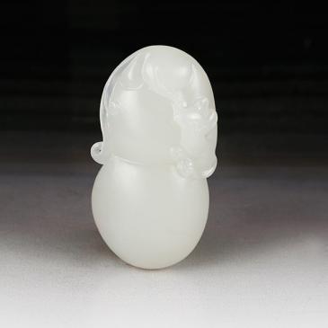 【老山御道“山”款】新疆天然和田玉羊脂玉/白玉掛件葫蘆收藏正品帶證書包郵