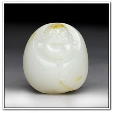 和田羊脂白玉籽料掛件佛