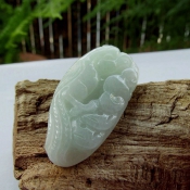 緬甸A貨翡翠玉鸚鵡如意掛件