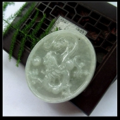 純天然緬甸a貨翡翠玉淡綠龍牌掛件