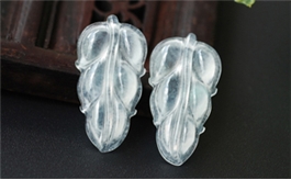 天然翡翠裸石--老坑冰种细腻晶莹精致小巧双面雕刻玉叶
