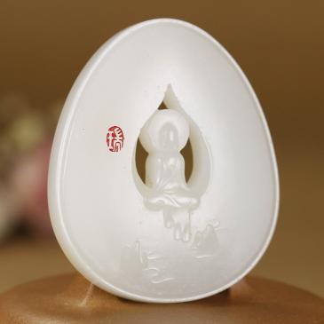 段瑞生大師新疆和田玉羊脂白玉朝拜者