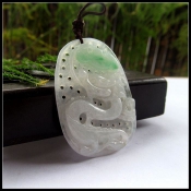 純天然緬甸a貨飄綠翡翠玉龍騰如意龍牌掛件/玉緣軒正品