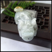 緬甸翡翠A貨黃翡俏色玉貔貅掛件