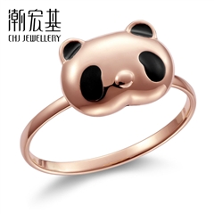 熊猫系列-ChiChi&QiQi(经典款)-彩18K金戒指