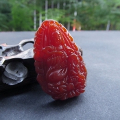 天然紅玉髓如意觀音掛件