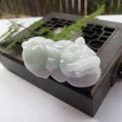 天然緬甸A貨翡翠紫羅蘭飄綠貔貅掛件