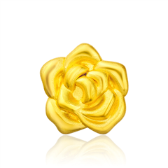 【送皮繩】FOLLOW玫瑰花黃金足金吊墜轉(zhuǎn)運(yùn)珠