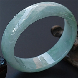 天然翡翠手鐲--老坑冰糯種清新淺綠優雅靈動扁口圓鐲(59)S400N-103