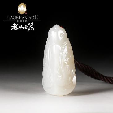 老山玉器和田玉掛件仿古掛件微糖時尚簡約雕工細致和田玉吊墜帶證書