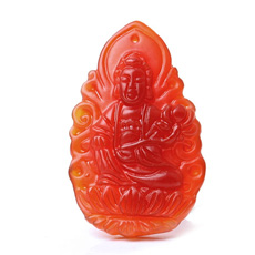 精品紅玉髓屬龍屬蛇本命佛開運禮品★普賢菩薩吊墜★屬龍屬蛇生肖吉祥物
