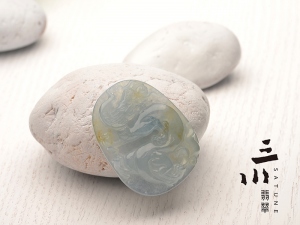 冰種天然A貨翡翠龍牌吊墜