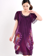 正品丝绸-紫色连衣裙