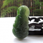 天然和田碧玉觀音掛件