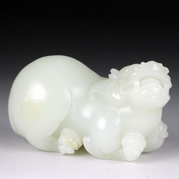 老山玉器新疆天然和田玉白玉把件貔貅137g專柜正品附帶證書