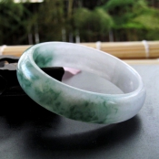 新坑翡翠玉飄花貴妃鐲/緬甸玉石玉器鐲子/翡翠綠玉貴妃手鐲/玉緣軒正品