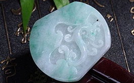 天然翡翠掛件--老坑冰糯種陽綠飄花厚實精雕四海騰龍