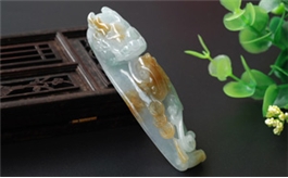 天然翡翠手玩擺件--老坑冰糯種黃翡飄花細(xì)膩潤(rùn)澤立體精雕祥瑞如意