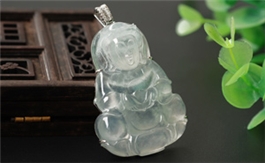 18K白金鑲鉆翡翠掛件--老坑冰種細(xì)膩晶瑩水潤(rùn)光澤雙面精雕觀音