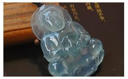 18K白金鑲鉆天然翡翠掛件--極品珍藏老坑玻璃種藍水極細膩均勻水潤清瑩飽滿厚實雙面精雕辟邪觀音