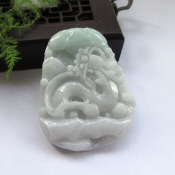 純天然緬甸a貨淡綠翡翠龍騰如意吉祥掛件