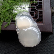 純天然冰種玉髓起熒光飽滿大方玉葫蘆吊墜掛件
