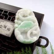 正品純天然緬甸a貨翡翠龍騰如意掛件