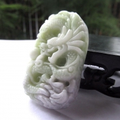 精美藍田玉龍牌/藍田玉石騰龍掛件/龍圖案玉墜/玉緣軒正品